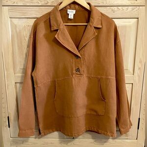 Nicole Miller Linen Blouse Mocha Mousse Earth Tone